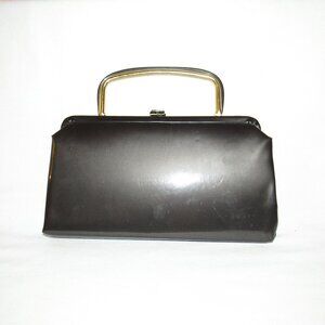 Vintage Faux Patent Leather Charcoal handbag/clutch